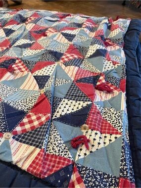 Vintage Handmade Faux Patchwork Quilt / Blanket - Cottage core!